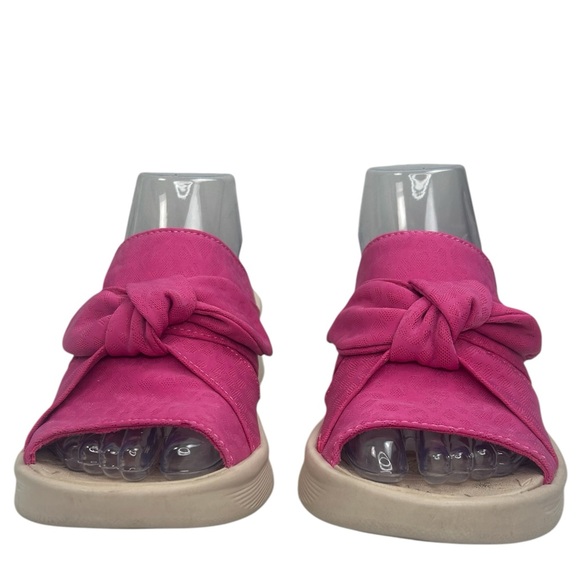 Bzees LifeStride Women SZ 7.5W Pink Cheetah Knotted Smile Slip On Wedge Sandals - Picture 5 of 10